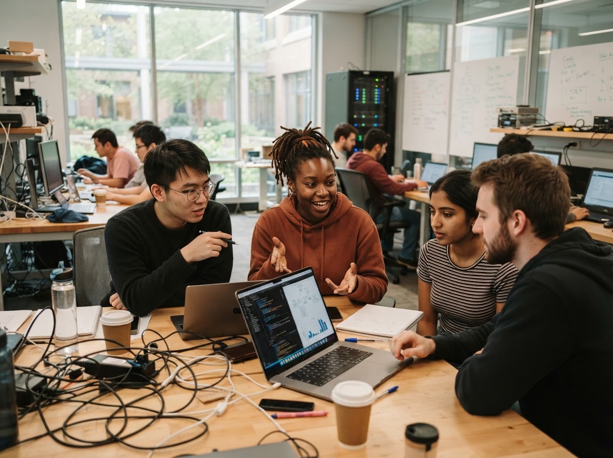 Students working together in a computer science lab
